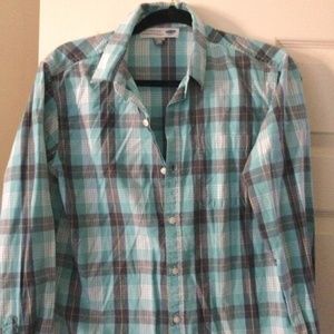 Old navy classic shirt size 18 in boys blue and gray checkered